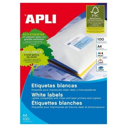 Apli Etiquetas Adhesivas 105x57mm Blanco 100 Hojas